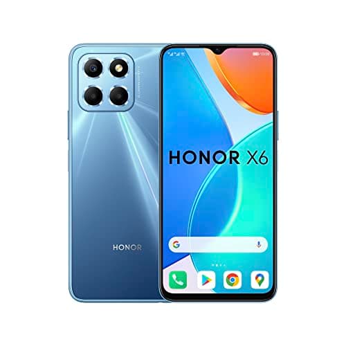 Image of HONOR X6 Mobile Phone, 6.5 Inch Dual SIM Unlocked Smartphone, 50MP Triple Camera, 5000mAh, 4GB+64GB, Android 12 (2 Year Warranty), Ocean Blue