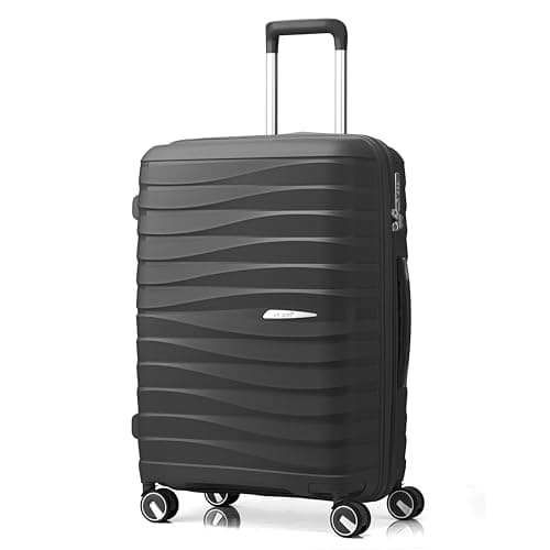 Image of FLIEE Medium Hard Shell Suitcase| Luggage | Lightweight Suitcase | Aluminum Telescopic Handle | TSA 3 Digit Combination Lock | 4 Dual Spinner Wheels. (Grey, Medium 24'')