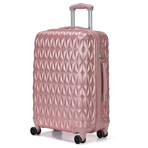 Image of CMY Suitcase Medium Size Lightweight Hardshell Luggage 4 Dual Spinner Wheels Trolley Suitcase 24" Hold Check in Luggage 3 Digit Combination Lock Business Trip (Rose Gold, 24 inches)