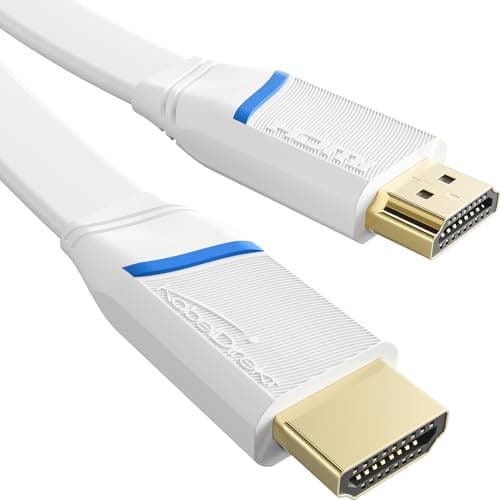 Image of HDMI cable flat – 1m – 4K@60Hz (flat cable for laying – extra copper for up to 18Gbit/s according to HDMI 2.0 standard, High Speed with Ethernet, Blu-ray/PS5/Xbox/Switch, white) by CableDirect