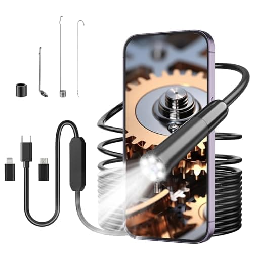 Image of Endoscope Inspection Camera, Hopefox Wifi USB Endoscope Camera Flexible Rigid Borescope with 6 LED Lights, 7.9mm IP67 Waterproof Probe Tube Sink Pipe Drain Inspect for Android, iPhone, iPad(9.8FT/3M)