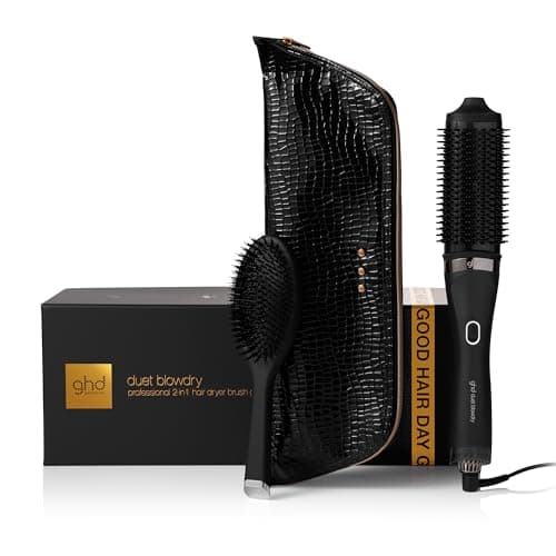 Image of ghd Duet Blowdry Festive Gift Set - 2-in-1 Hair Dryer Brush with Oval Dressing Brush and Heat-Resistant Bag, with No Heat Damage