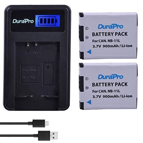 Image of DuraPro 2Packs NB-11L NB-11LH Li-ion Battery + LCD USB Charger for Canon PowerShot A2300 A2400 A2500 A2600 A3400 A3500 A4000 IS, ELPH 110 115 130 320 340 HS, IXUS 265 132D 140 155 150 145