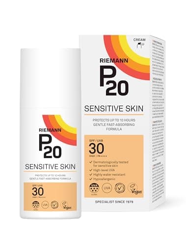 Image of RIEMANN P20 SPF30 Sensitive Sun Cream 200ml, High Level UVA Protection for up to 10 Hours, Allergy Certification, Water Resistant, Durable & Long Lasting, Sweat Resistant