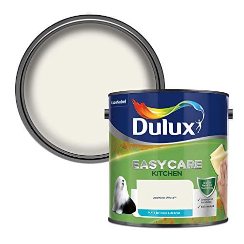 Image of Dulux Easycare Kitchen Matt Emulsion Paint For Walls And Ceilings - Jasmine White 2.5 Litres