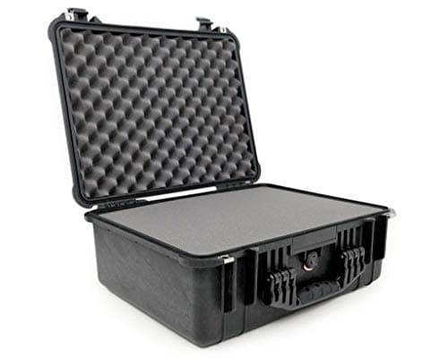 Image of PELI 1550 Professional Protective Case for Fragile Equipment, IP67 Water Resistant, 61L Capacity, Made in Germany, With Customisable Foam Insert, Black