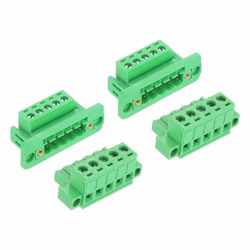 Image of sourcing map 2Set 5-Pin 5.08mm Pitch Pluggable Screw Terminal Block Connectors, PA66 300V 10A Through-Wall PCB Terminal with Panel Solderless Wiring Connectors 26-10AWG for Electronic
