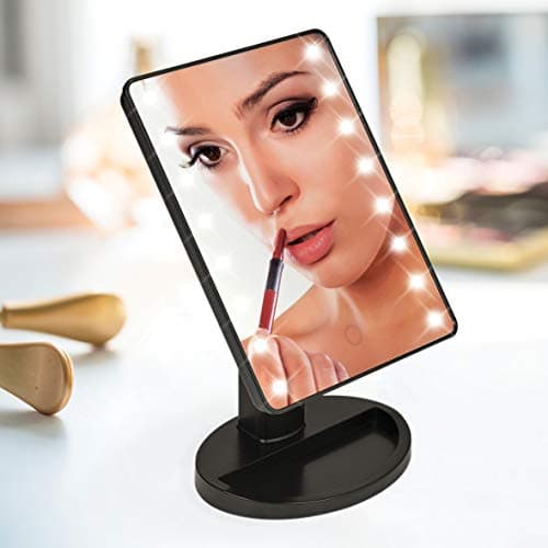 Image of Bauer 62129 16 LED Touch Controlled Cosmetic Mirror | Portable Makeup Mirror | Dimmable Lights | 180° Swivel Rotation | Makeup Tray Included | 27cm x 17cm