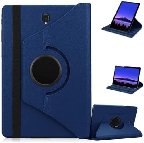 Image of World biz Case for Samsung Galaxy Tab S4 10.5 inch 2018 (SM-T830 T835), 360 Degree Rotation Protective Stand Leather Folio Cover, Auto Wake/Sleep, Rotating Case for Tab T830/T835 (Navy)