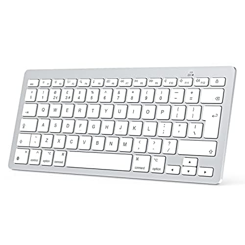 Image of OMOTON Bluetooth Keyboard for Mac, Wireless keyboard for Apple MacBook Pro/Air, iMac, iMac Pro, Mac Mini, Mac Pro, QWERTY UK Layout, Silver