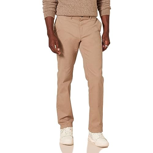 Image of Amazon Essentials Men's Slim-Fit Casual Stretch Chino Trousers, Dark Khaki Brown, 32W / 28L