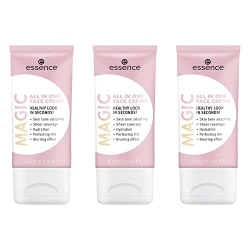 Image of essence Magic All In One Face Cream, Make Up, Foundation, Nude, Brightening, Nourishing, Colour-Adjusting, UVA, UVB Filter, Primering, Smoothing, Translucent, Vegan, Alcohol-Free Pack of 3 (3 x 30 ml)