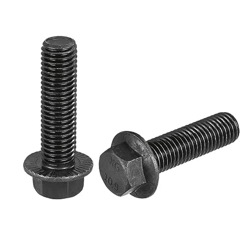 Image of sourcing map M14-2x50mm Hex Serrated Flange Bolts 10.9 Grade Carbon Steel Screws 2pcs