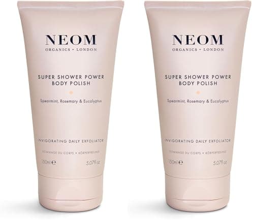 Image of NEOM- Super Shower Power Body Polish | Spearmint, Rosemary & Eucalyptus Essential Oils | Exfoliates, buffs & smooths skin | Vegan | Body Scrub (Pack of 2)