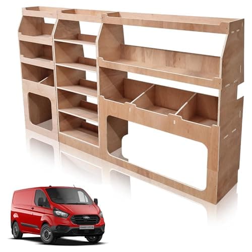 Image of Van Racking fits Ford Transit Custom 2013-2024 (Short (L1) Wheelbase) Plywood Easy Self Assemble Tool Storage Shelving - Fitting Fixtures Included - (Driver Side)