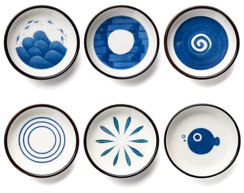 Image of NatureMan Ceramic Sauce Dish Set of 6 Soy Sauce Dipping Bowls Appetizer Plates Side Dishes Serving Dish, Small Seasoning Dishes Dipping Bowls,Japanese Style Dinnerware Set