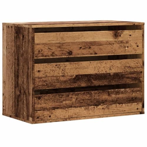 Image of RCODSSK Classic 3 Drawer Chest of Drawers 80x41x58 cm Old Wood Engineered Wood Storage Cabinet