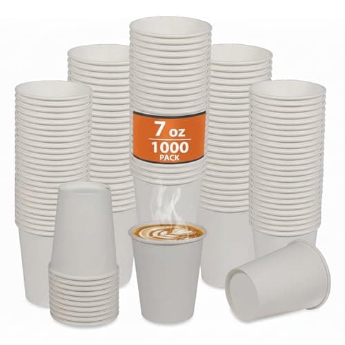Image of Disposable Paper Cups 7oz – 1000 Pcs (50 Cups x 20 Packs) Bulk Pack | White Single Wall Eco-Friendly Paper Cups for Hot & Cold Drinks Perfect for Parties, Office, Events & Takeaway Coffee Cups.