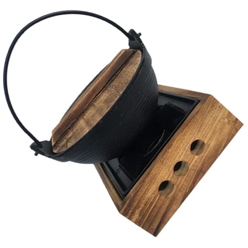 Image of DOITOOL Cast Iron Japanese Hot Pot with Stand, Lightweight and Anti-Cracking Shabu Pan for Outdoor Cooking and Picnic, Traditional Old-Fashioned Iron Material Suitable for Home Use