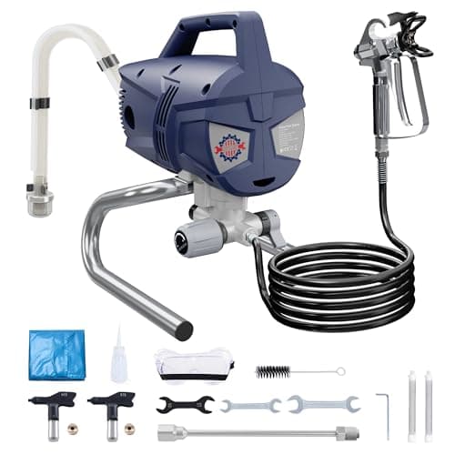 Image of TurboVolt High Efficiency Airless Paint Sprayer, 1010W Electric Paint Machine, 3300PSI, 1.5L/min Flow with 7.5m Hose, Self Clean Anti-Clog, Low Overspray, with 30CM Extension Rod for Large Spraying