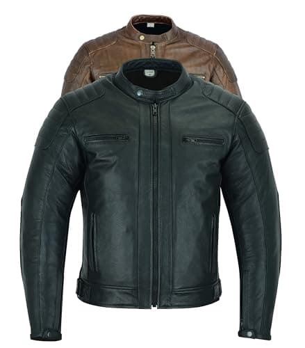 Image of Texpeed Mens Leather Motorcycle Jacket - Touring Motorbike Jacket With Genuine Biker CE Armour (EN 1621-1) Protection Quilted Stitched Design - Black - XL