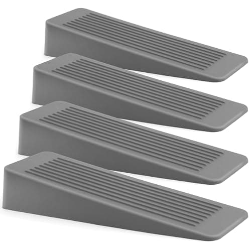 Image of Rubber Door Stop 4 Pack, Door Stoppers for Floor, Door Stops Indoors, Door Wedge, Non-Slip Rubber Door Stopper, Door Wedges Indoors, Ideal for All Floor Types, Grey