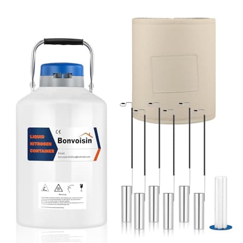 Image of Bonvoisin 3L Liquid Nitrogen Container, LN2 Tank Cryogenic Dewar, Aluminum Alloy Semen Tank with 6 Canisters Carry Bag