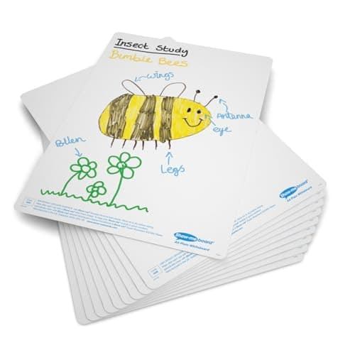 Image of Show-me A4 Double-Sided Drywipe Whiteboards – Pack of 10 – Plain, Lightweight & Durable – Ideal for Classroom & Student Use – Includes Free Teacher Resource Booklet