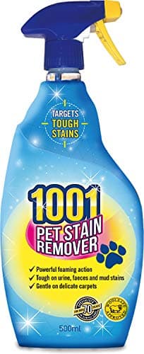 Image of 1001 Pet Stain and Odour Remover, Tough On Stubborn Stains, Cleans deep into the carpet, Gentle On Rugs, Upholstery and Carpets, Leaves no residue, WoolSafe approved 500ml (packaging may vary)