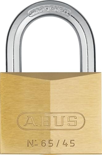 Image of ABUS Padlock Brass Lock 65/45 - for Cellar, Locker, Garage Shed Gate Chain and Much More - Solid Brass Body - Hardened Steel Shackle - ABUS Security Level 5