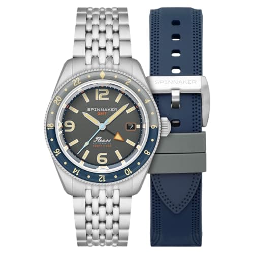 Image of Spinnaker Men's 43mm Fleuss GMT Automatic Deep Grey Watch with Solid Stainless Steel Bracelet SP-5120-11