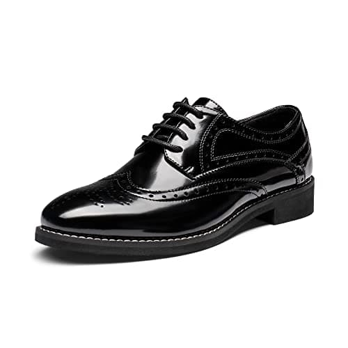 Image of Bruno Marc Women's Classic Oxfords Lace Up Business Formal Wingtip Brogue Dress Shoes,Size 4,Bright Black,SBOX2302W