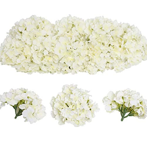 Image of Tifuly 12Pcs Artificial Hydrangeas, Realistic Silk Hydrangeas Flower Heads with Stems Fake Flowers for Wedding Bridal Bouquets, Home Office Party Decor, Floral Arrangements, Centerpiece(Cream White)
