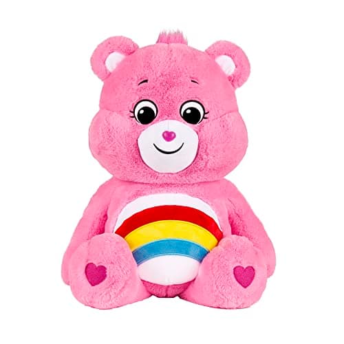 Image of Basic Fun Care Bears Cheer Bear 60cm Jumbo Plush – Giant Pink Soft Toy with Rainbow Belly Badge – Cuddly Collectable Teddy for Kids Aged 4 for Boys & Girls