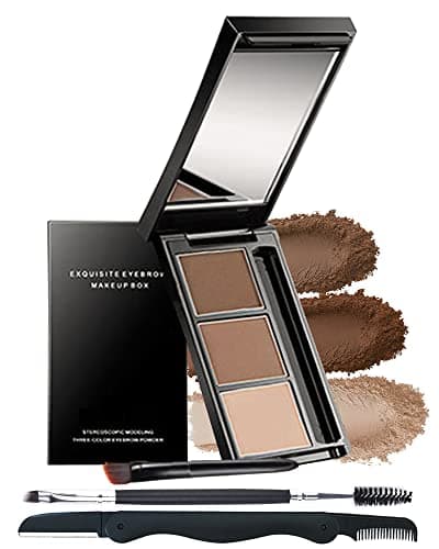 Image of Eyebrow Powder Makeup Kit-3 Colors Eye Brow Tint Palette Long-Lasting Waterproof,Dark Medium light Brown Filler,Fill Sculpt Full Eyebrow,Face Contour for Women,With Mirror,Brow Tool-Set 02