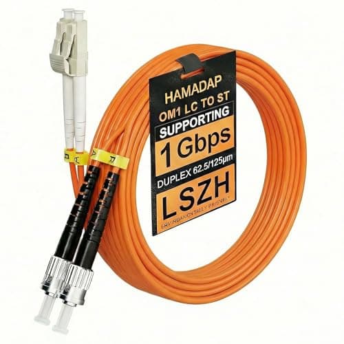 Image of Hamadap Multimode Duplex OM1 Fiber Optic Cable, LC to ST Fiber Patch Cable, 62.5/125um/2.0mm, 2M/7ft Orange LSZH