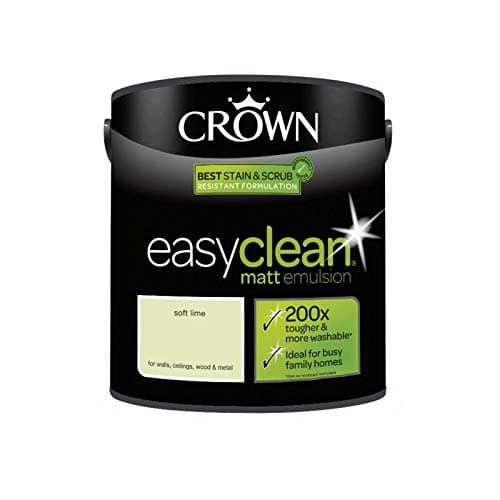 Image of 2.5L CROWN Easy Clean MATT Emulsion Multi Surface Paint That can be Used on Walls, Ceilings, Wood and Metal. Stain & Scrub Resistant Formula – Soft Lime