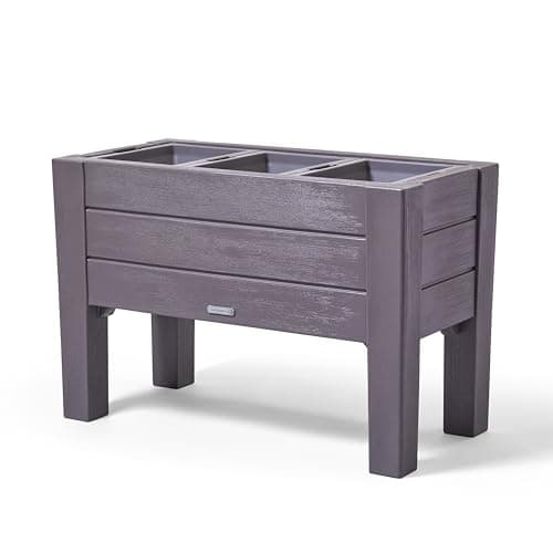 Image of Step2 Lakewood Raised Planter Dark Cedar | Raised Planter made of plastic in brown for garden/balcony/terrace