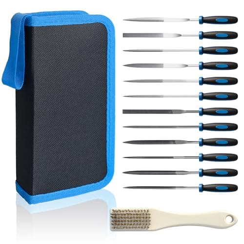Image of Needle Files Set 15Pcs with Needle Diamond File Set, Steel File, Jewlers Files, Cleaning Brush and Zipper Storage Bag for Precision Wood Metal Work, DIY Project