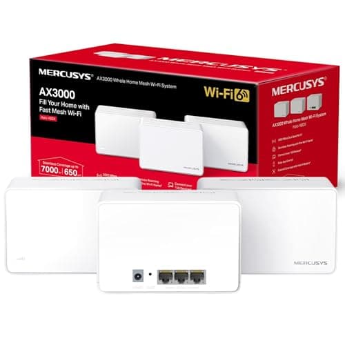 Image of MERCUSYS Halo H80X(3-pack) AX3000Mbps Mesh WiFi 6 System, Gigabit Ports, TP-Link WiFi Mesh System, WiFi Router, WiFi Extender Booster, 7,000ft²(650 m²), Seamless Roaming, Beamforming, Easy Setup