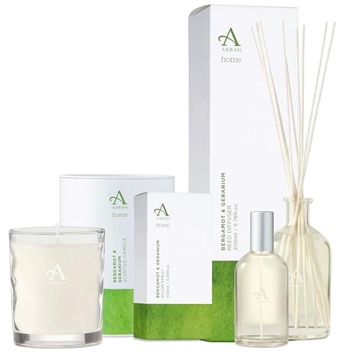 Image of Arran Bergamot & Geranium Reed Diffuser, Scented Candle and Room Spray Bundle