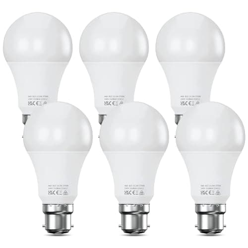 Image of Nottac Bayonet Light Bulb 100W Equivalent, Energy Saving B22 LED Bulbs, Warm White 2700K, 13.5W 1520 Lumens Light Bulb, Non-Dimmable, Super Bright BC GLS Light Bulbs, 6-Pack
