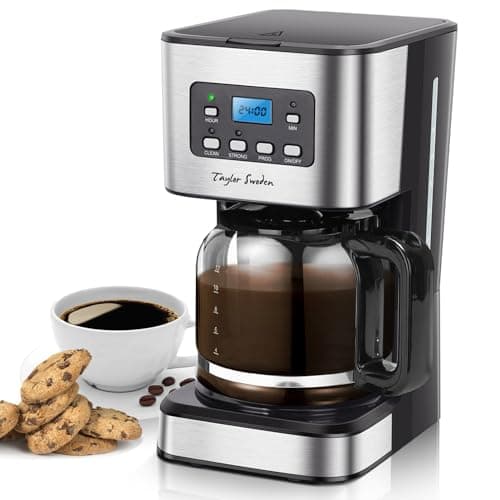 Image of Taylor Swoden Filter Coffee Machine, Drip Coffee Maker with Programmable 24hr Timer, Keep Warm & Anti-Drip, Reusable Filter Fast Brewing - Darcy 950W 1.5 L Black Stainless Steel