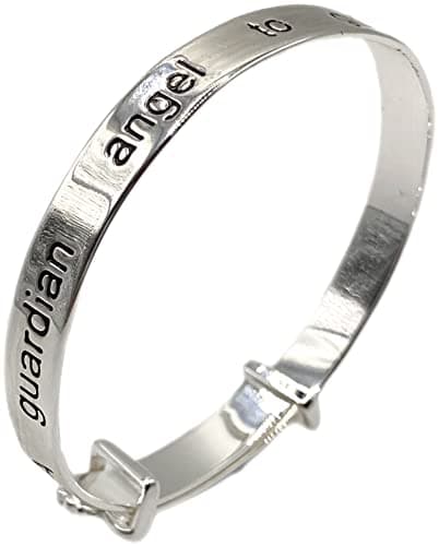 Image of Equilibrium Silver Plated Guardian Angel Baby Bangle Christening Gift