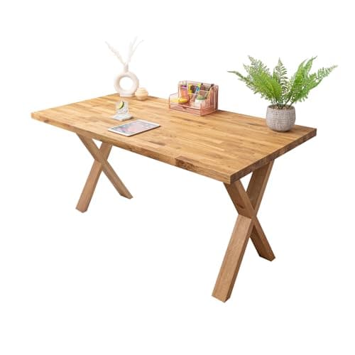 Image of Oiled Solid Oak Desk with Oak Wood Legs | 1500mm x 500mm x 40mm | Premium Fully Finished European Wood Table and Oak Legs for Working, Writing and