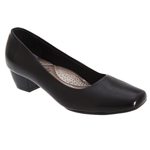 Image of Boulevard Womens Low Heel Plain Court Shoes with Ultra Padded Insole Black 6 UK