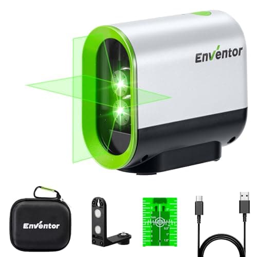 Image of Enventor Rechargeable Laser Level, 25M 2200mAh Li-ion Battery Green Laser Level Self Leveling with Pulse Mode, 7 Hours Working Time, 360° Magnetic Base, Switchable Horizontal/Vertical/Cross line