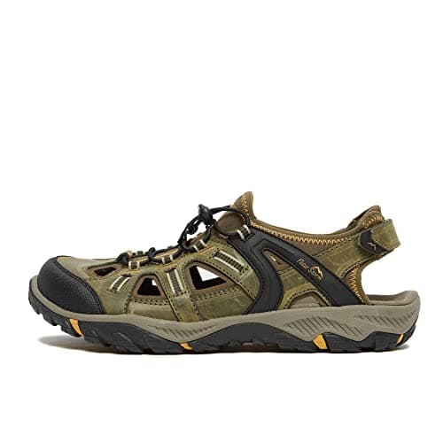Image of Peter Storm Men's Solva Closed Toe Leather Walking Sandals with Shock Cord Fastening, Summer, Outdoors (Green, UK Footwear Size System, Adult, Men, Numeric, Medium, 7)