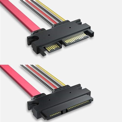 Image of AYMBH 30cm 22-Pin SATA Data & Power Combo Extension Cable - Male to Female 7+15 Pin HDD/SSD/Optical Drive Extension, High-Speed Data Transfer up to 3Gbps, Slim & Flexible Cable for Compact Cases