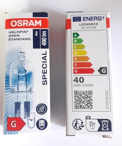 Image of Osram Halogen Capsule Bulb 40W G9 for Oven Up to 300° Pack of 2